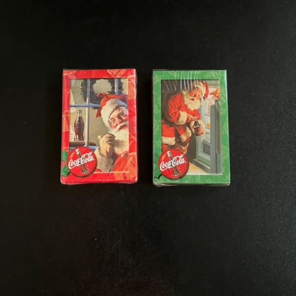 Coca-Cola Santa Shaped Tin with 2 Decks of Haddon Sundblom Santa Playing Cards - Picture 8 of 10